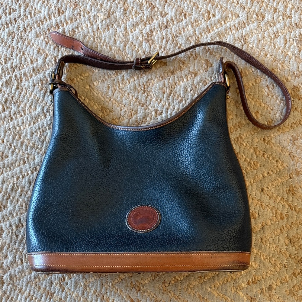 Dooney and Bourke Classic Black and Brown Leather Shoulder Bag